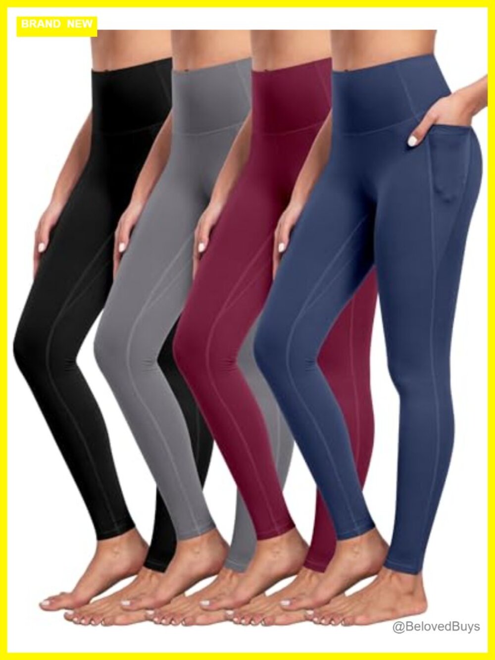 High Waisted Yoga Leggings with Pockets Tummy Control Capri Workout Pants